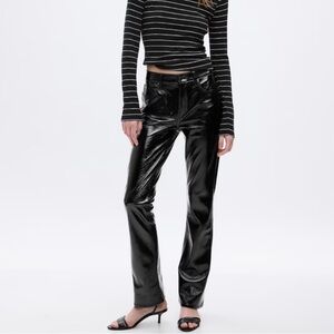 Gap Mid Rise Vegan Patent Leather Baby Boot Pants in Black Size 26 / 2P NWT